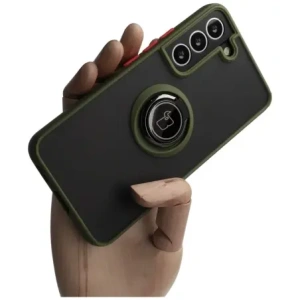 Hurtownia GSM - Etui z uchwytem na palec Bizon Case Hybrid Ring do Samsung Galaxy S22 przydymione z zieloną ramką - BIZ7761 - {ean13} - Hurt