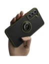 Etui z uchwytem na palec Bizon Case Hybrid Ring do Samsung Galaxy S22 przydymione z zieloną ramką