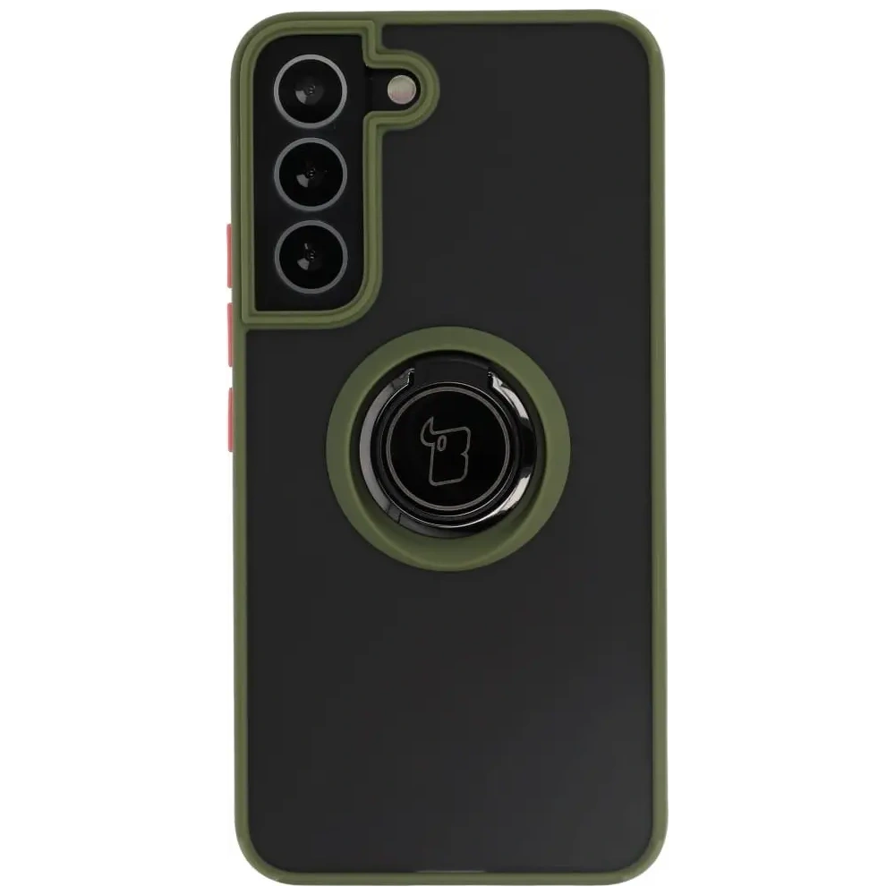 Hurtownia GSM - Etui z uchwytem na palec Bizon Case Hybrid Ring do Samsung Galaxy S22 przydymione z zieloną ramką - BIZ7761 - {ean13} - Hurt