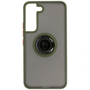 Hurtownia GSM - Etui z uchwytem na palec Bizon Case Hybrid Ring do Samsung Galaxy S22 przydymione z zieloną ramką - BIZ7761 - {ean13} - Hurt