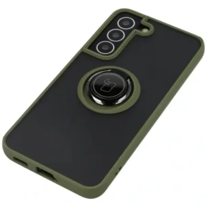 Hurtownia GSM - Etui z uchwytem na palec Bizon Case Hybrid Ring do Samsung Galaxy S22 przydymione z zieloną ramką - BIZ7761 - {ean13} - Hurt