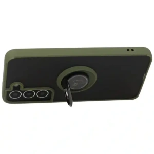 Hurtownia GSM - Etui z uchwytem na palec Bizon Case Hybrid Ring do Samsung Galaxy S22 przydymione z zieloną ramką - BIZ7761 - {ean13} - Hurt