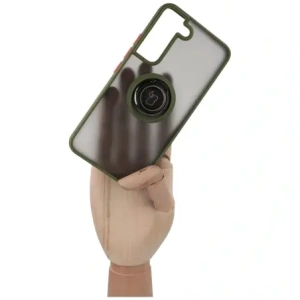 Hurtownia GSM - Etui z uchwytem na palec Bizon Case Hybrid Ring do Samsung Galaxy S22 przydymione z zieloną ramką - BIZ7761 - {ean13} - Hurt