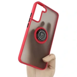 Hurtownia GSM - Etui z uchwytem na palec Bizon Case Hybrid Ring do Samsung Galaxy S22 Plus przydymione z czerwoną ramką - BIZ7775 - {ean13} - Hurt