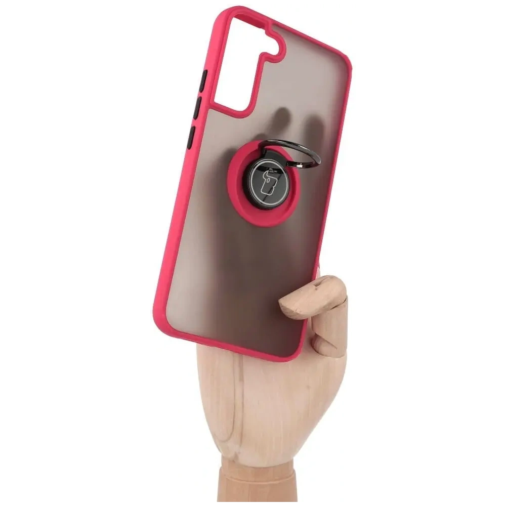 Hurtownia GSM - Etui z uchwytem na palec Bizon Case Hybrid Ring do Galaxy S22 Plus, przydymione z czerwoną ramką - BIZ7775 - {ean13} - Hurt