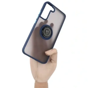 Hurtownia GSM - Etui z uchwytem na palec Bizon Case Hybrid Ring do Samsung Galaxy S22 Plus przydymione z granatową ramką - BIZ7776 - {ean13} - Hurt