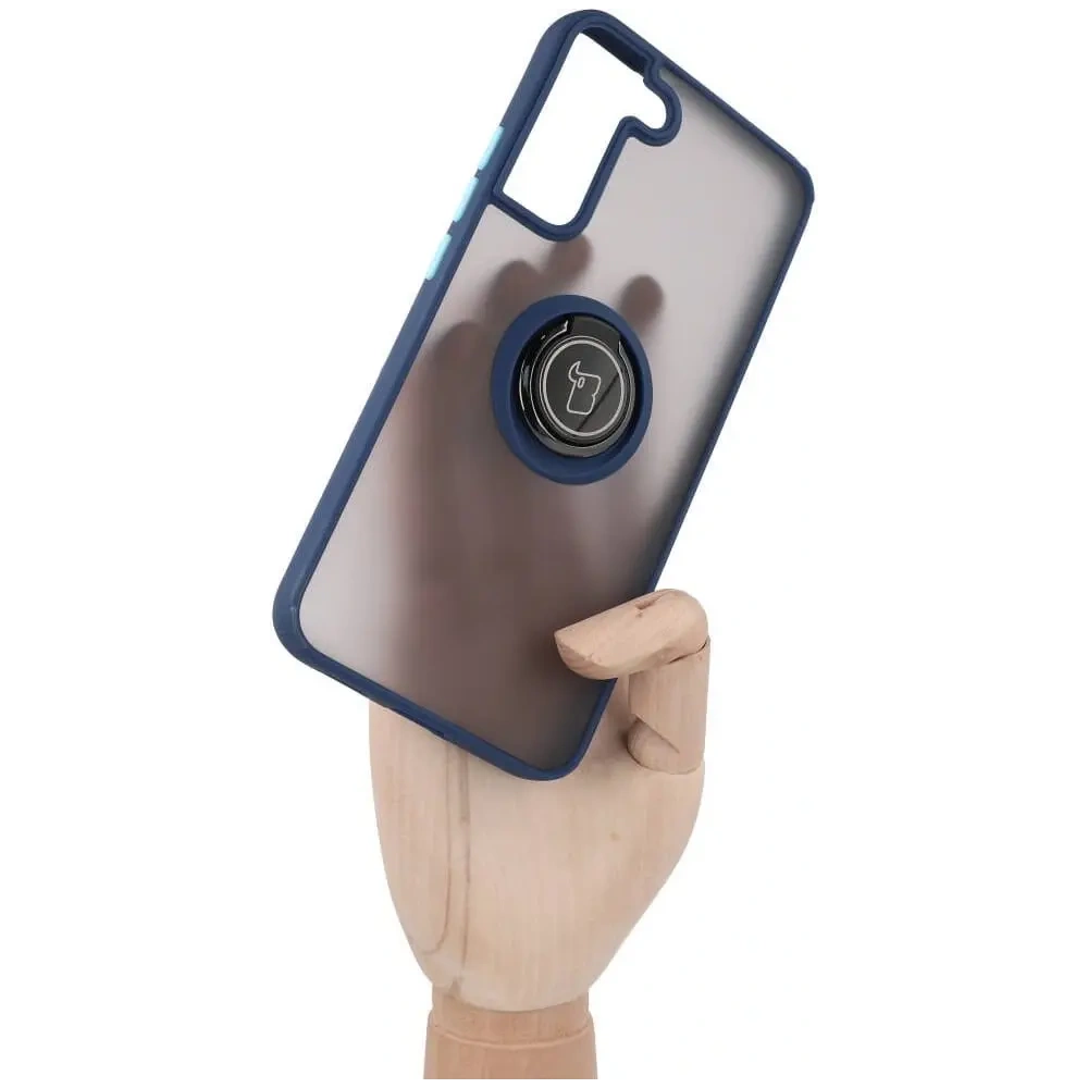 Hurtownia GSM - Etui z uchwytem na palec Bizon Case Hybrid Ring do Galaxy S22 Plus, przydymione z granatową ramką - BIZ7776 - {ean13} - Hurt