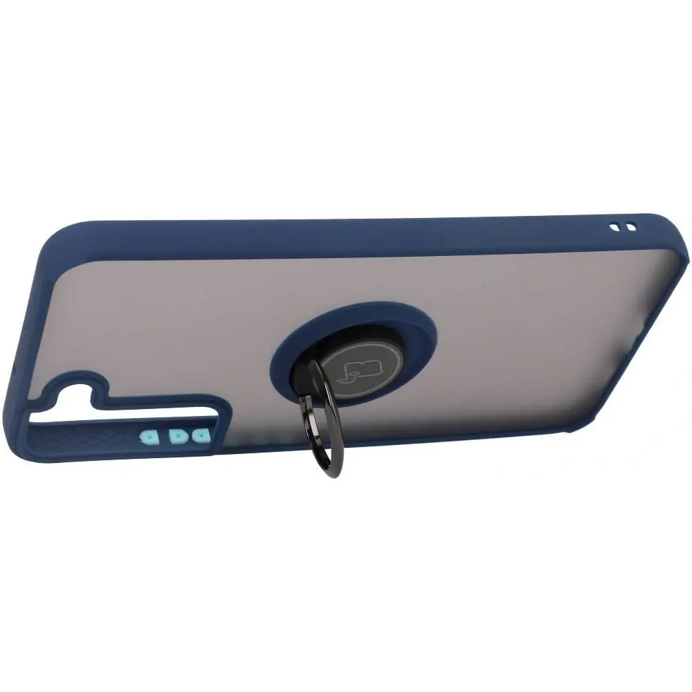 Hurtownia GSM - Etui z uchwytem na palec Bizon Case Hybrid Ring do Galaxy S22 Plus, przydymione z granatową ramką - BIZ7776 - {ean13} - Hurt