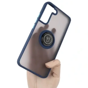 Hurtownia GSM - Etui z uchwytem na palec Bizon Case Hybrid Ring do Samsung Galaxy S22 Plus przydymione z granatową ramką - BIZ7776 - {ean13} - Hurt