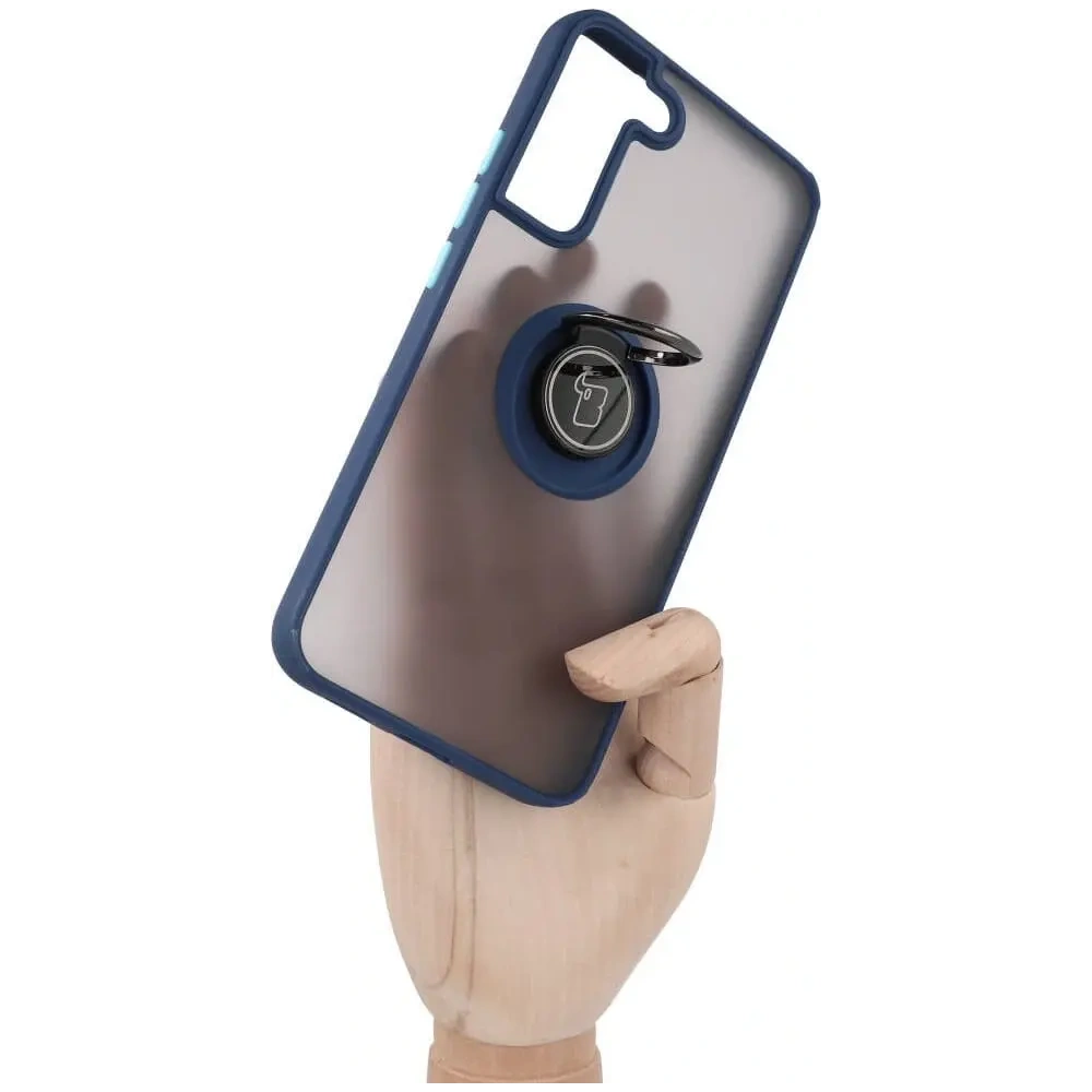 Hurtownia GSM - Etui z uchwytem na palec Bizon Case Hybrid Ring do Galaxy S22 Plus, przydymione z granatową ramką - BIZ7776 - {ean13} - Hurt