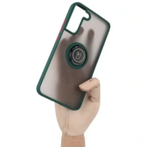 Hurtownia GSM - Etui z uchwytem na palec Bizon Case Hybrid Ring do Samsung Galaxy S22 Plus przydymione z ciemnozieloną ramką - BIZ7788 - {ean13} - Hurt