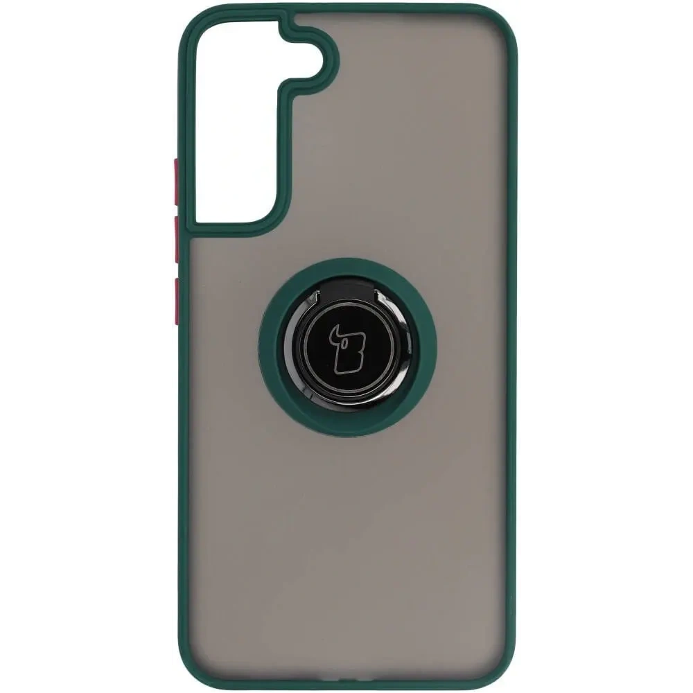 Hurtownia GSM - Etui z uchwytem na palec Bizon Case Hybrid Ring do Galaxy S22 Plus, przydymione z ciemnozieloną ramką - BIZ7788 - {ean13} - Hurt