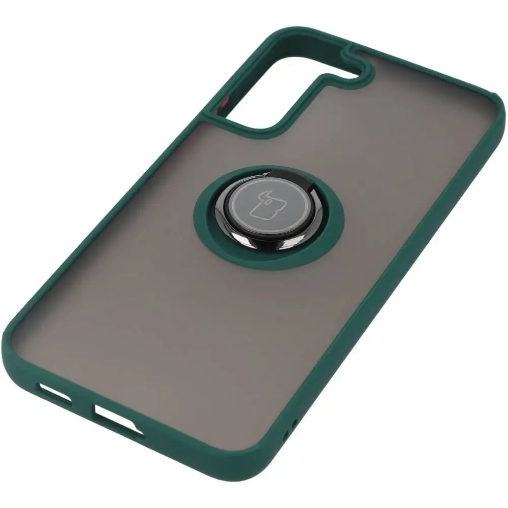 Hurtownia GSM - Etui z uchwytem na palec Bizon Case Hybrid Ring do Galaxy S22 Plus, przydymione z ciemnozieloną ramką - BIZ7788 - {ean13} - Hurt