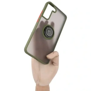 Hurtownia GSM - Etui z uchwytem na palec Bizon Case Hybrid Ring do Samsung Galaxy S22 Plus przydymione z zieloną ramką - BIZ7796 - {ean13} - Hurt