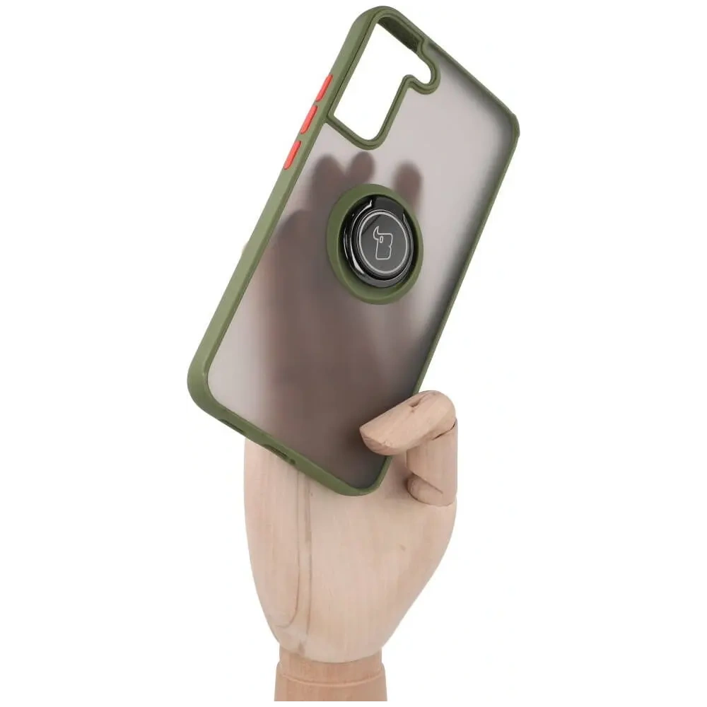 Wholesale Bizon Case Hybrid Ring Samsung Galaxy S22 Plus smoky with a green frame - BIZ7796 - {ean13} - Hurt