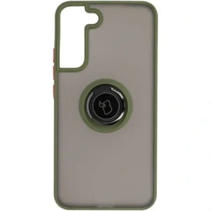 Hurtownia GSM - Etui z uchwytem na palec Bizon Case Hybrid Ring do Samsung Galaxy S22 Plus przydymione z zieloną ramką - BIZ7796 - {ean13} - Hurt