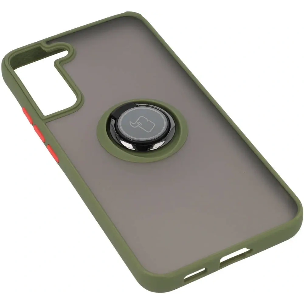 Hurtownia GSM - Etui z uchwytem na palec Bizon Case Hybrid Ring do Samsung Galaxy S22 Plus przydymione z zieloną ramką - BIZ7796 - {ean13} - Hurt
