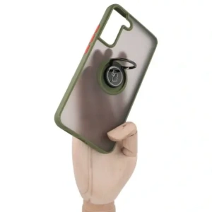 Hurtownia GSM - Etui z uchwytem na palec Bizon Case Hybrid Ring do Samsung Galaxy S22 Plus przydymione z zieloną ramką - BIZ7796 - {ean13} - Hurt