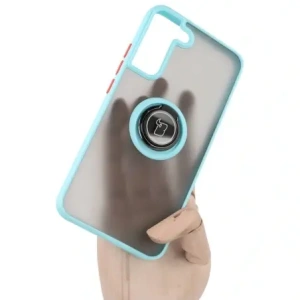 Hurtownia GSM - Etui z uchwytem na palec Bizon Case Hybrid Ring do Samsung Galaxy S22 Plus przydymione z jasnoniebieską ramką - BIZ7798 - {ean13} - Hurt