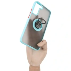 Hurtownia GSM - Etui z uchwytem na palec Bizon Case Hybrid Ring do Samsung Galaxy S22 Plus przydymione z jasnoniebieską ramką - BIZ7798 - {ean13} - Hurt
