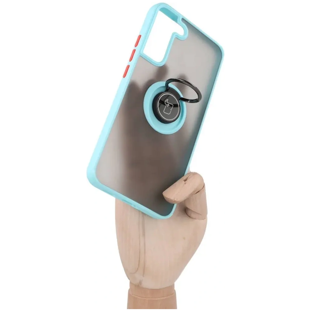 Hurtownia GSM - Etui z uchwytem na palec Bizon Case Hybrid Ring do Galaxy S22 Plus, przydymione z jasnoniebieską ramką - BIZ7798 - {ean13} - Hurt
