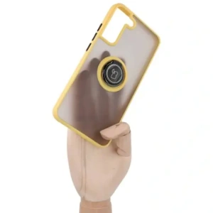Hurtownia GSM - Etui z uchwytem na palec Bizon Case Hybrid Ring do Samsung Galaxy S22 Plus przydymione z żółtą ramką - BIZ7799 - {ean13} - Hurt