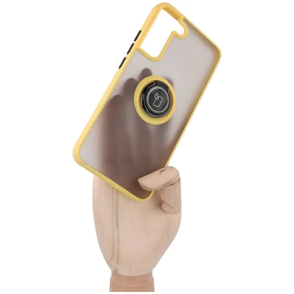 Wholesale Bizon Case Hybrid Ring Samsung Galaxy S22 Plus smoky with a yellow frame - BIZ7799 - {ean13} - Hurt
