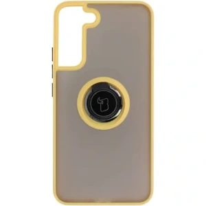 Hurtownia GSM - Etui z uchwytem na palec Bizon Case Hybrid Ring do Samsung Galaxy S22 Plus przydymione z żółtą ramką - BIZ7799 - {ean13} - Hurt