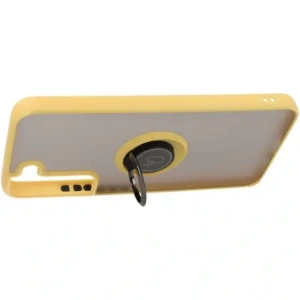 Hurtownia GSM - Etui z uchwytem na palec Bizon Case Hybrid Ring do Samsung Galaxy S22 Plus przydymione z żółtą ramką - BIZ7799 - {ean13} - Hurt