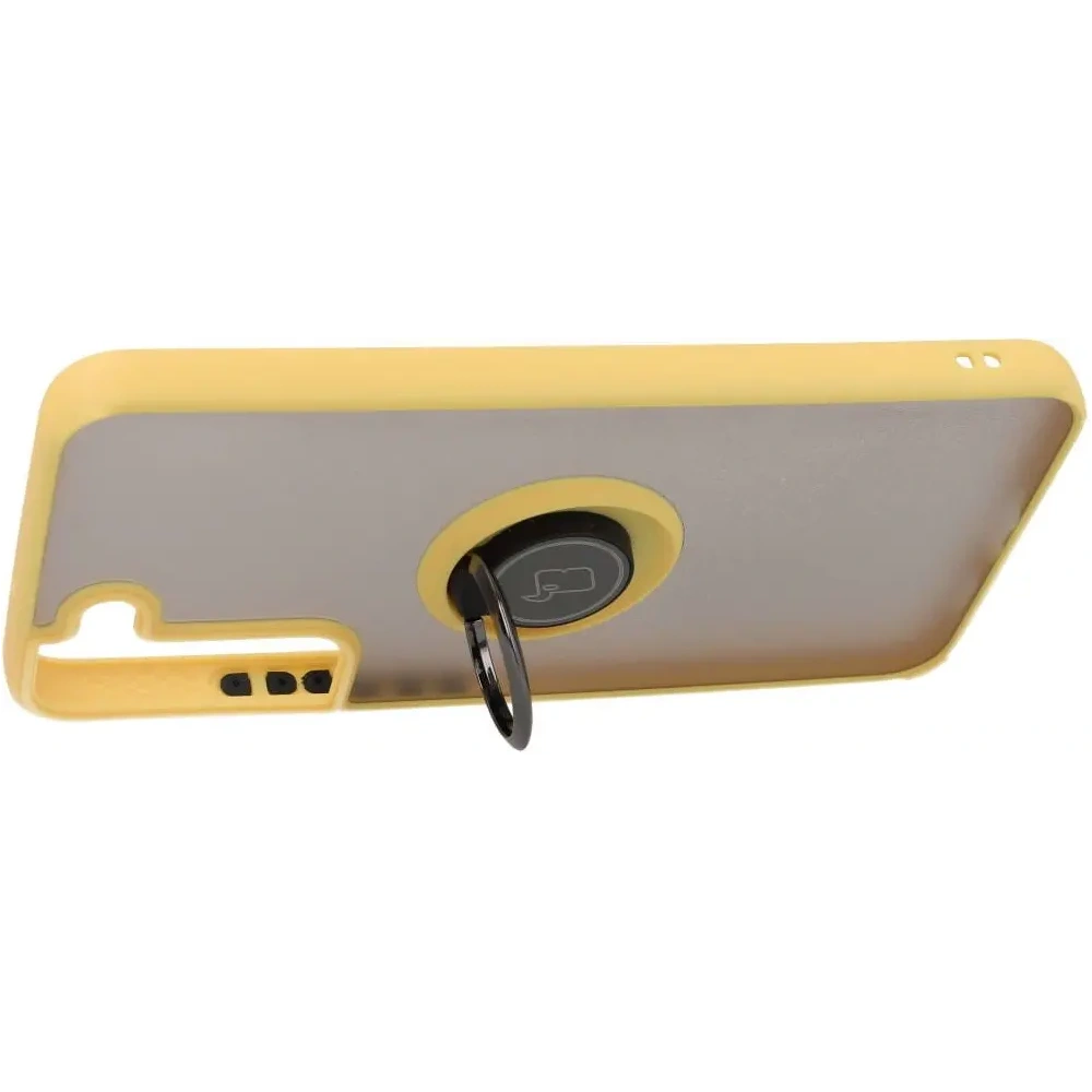 Wholesale Bizon Case Hybrid Ring Samsung Galaxy S22 Plus smoky with a yellow frame - BIZ7799 - {ean13} - Hurt