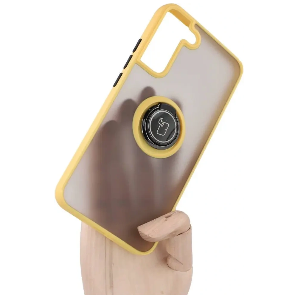 Wholesale Bizon Case Hybrid Ring Samsung Galaxy S22 Plus smoky with a yellow frame - BIZ7799 - {ean13} - Hurt