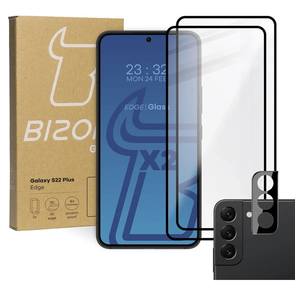 Hurtownia GSM - Bizon Glass Edge 2x edzett üveg + lencsevédő Samsung Galaxy S22 Plus - BIZ7805 - {ean13} - Hurt
