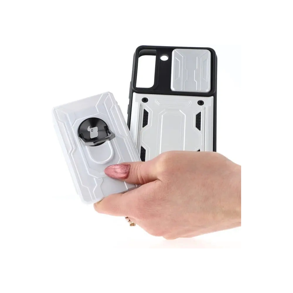 Wholesale Bizon Case Camshield Card Slot Ring Samsung Galaxy S22 Plus white - BIZ7807 - {ean13} - Hurt