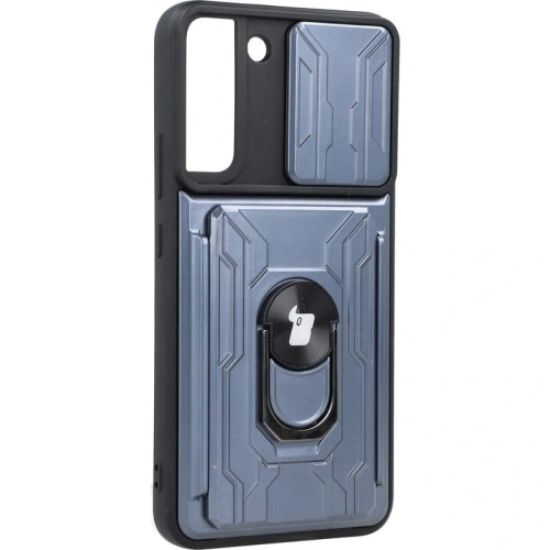 Etui Bizon Case Camshield Card Slot Ring do Samsung Galaxy S22 Plus szare