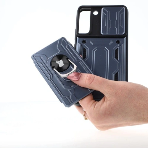 Etui Bizon Case Camshield Card Slot Ring do Samsung Galaxy S22 Plus szare