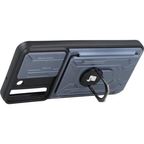 Etui Bizon Case Camshield Card Slot Ring do Samsung Galaxy S22 Plus szare