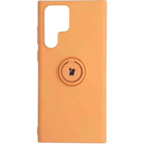 Etui Bizon Case Silicone Ring do Samsung Galaxy S22 Ultra pomarańczowe
