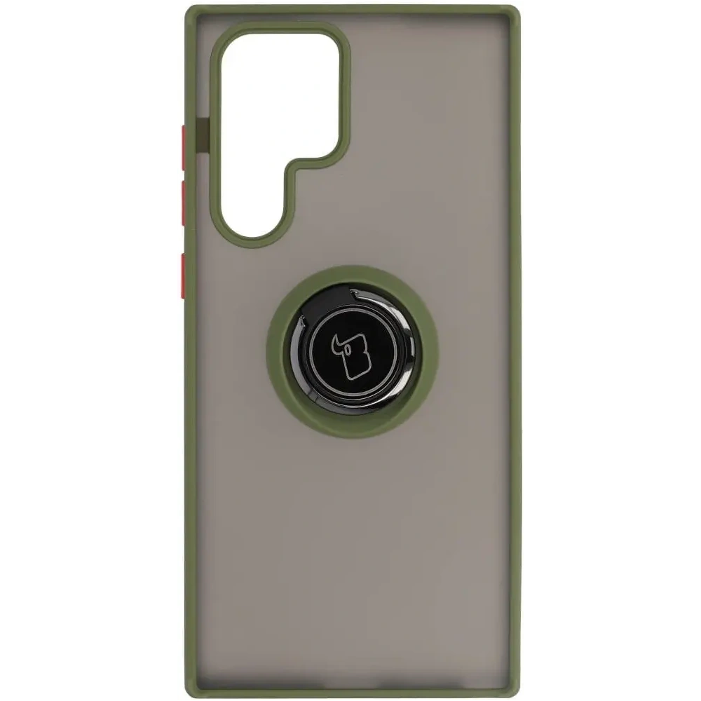 Wholesale Bizon Case Hybrid Ring Samsung Galaxy S22 Ultra smoky with a green frame - BIZ7812 - {ean13} - Hurt