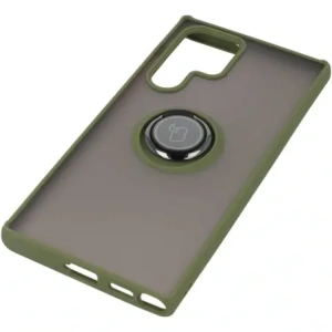 Hurtownia GSM - Etui z uchwytem na palec Bizon Case Hybrid Ring do Galaxy S22 Ultra, przydymione z zieloną ramką - BIZ7812 - {ean13} - Hurt