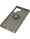 Wholesale Bizon Case Hybrid Ring Samsung Galaxy S22 Ultra smoky with a green frame - BIZ7812 - {ean13} - Hurt