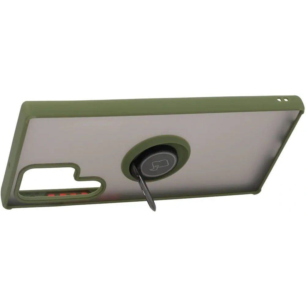 Wholesale Bizon Case Hybrid Ring Samsung Galaxy S22 Ultra smoky with a green frame - BIZ7812 - {ean13} - Hurt