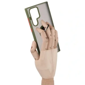 Hurtownia GSM - Etui z uchwytem na palec Bizon Case Hybrid Ring do Galaxy S22 Ultra, przydymione z zieloną ramką - BIZ7812 - {ean13} - Hurt