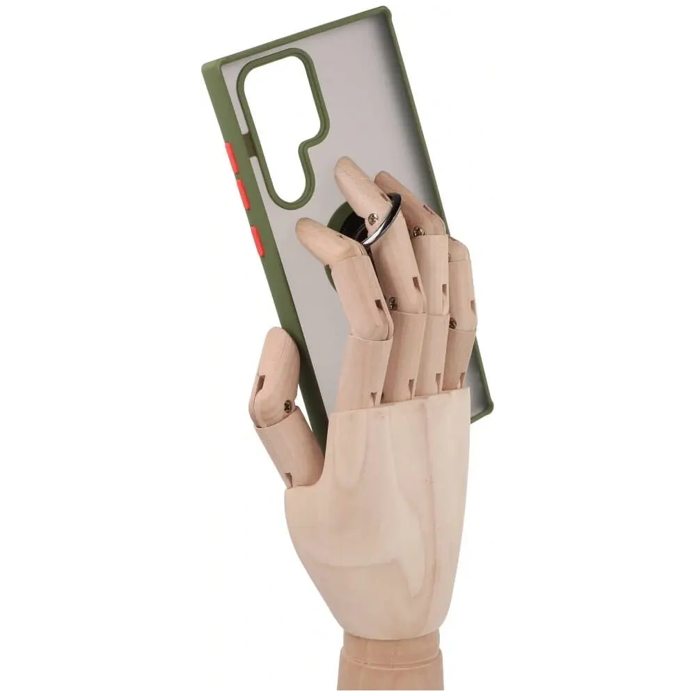 Wholesale Bizon Case Hybrid Ring Samsung Galaxy S22 Ultra smoky with a green frame - BIZ7812 - {ean13} - Hurt