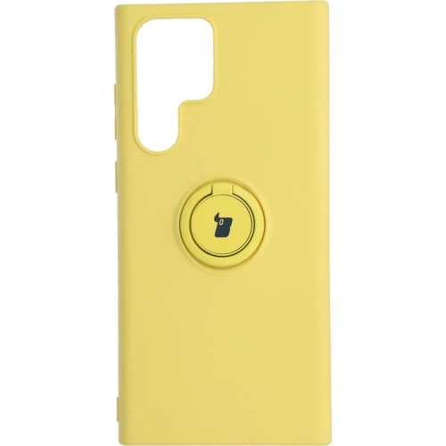 Etui Bizon Case Silicone Ring do Samsung Galaxy S22 Ultra żółte