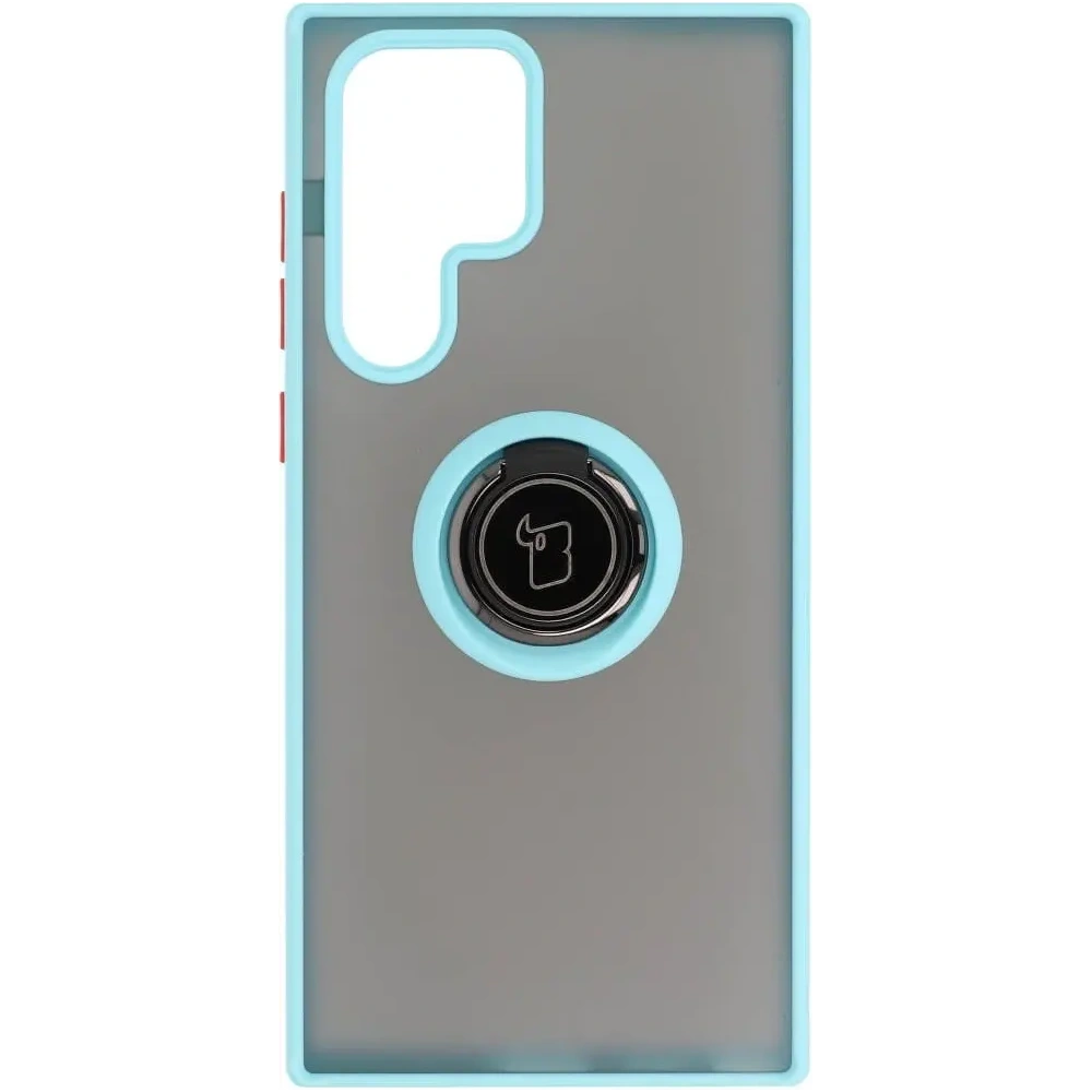 Wholesale Bizon Case Hybrid Ring Samsung Galaxy S22 Ultra smoky with a light blue frame - BIZ7816 - {ean13} - Hurt