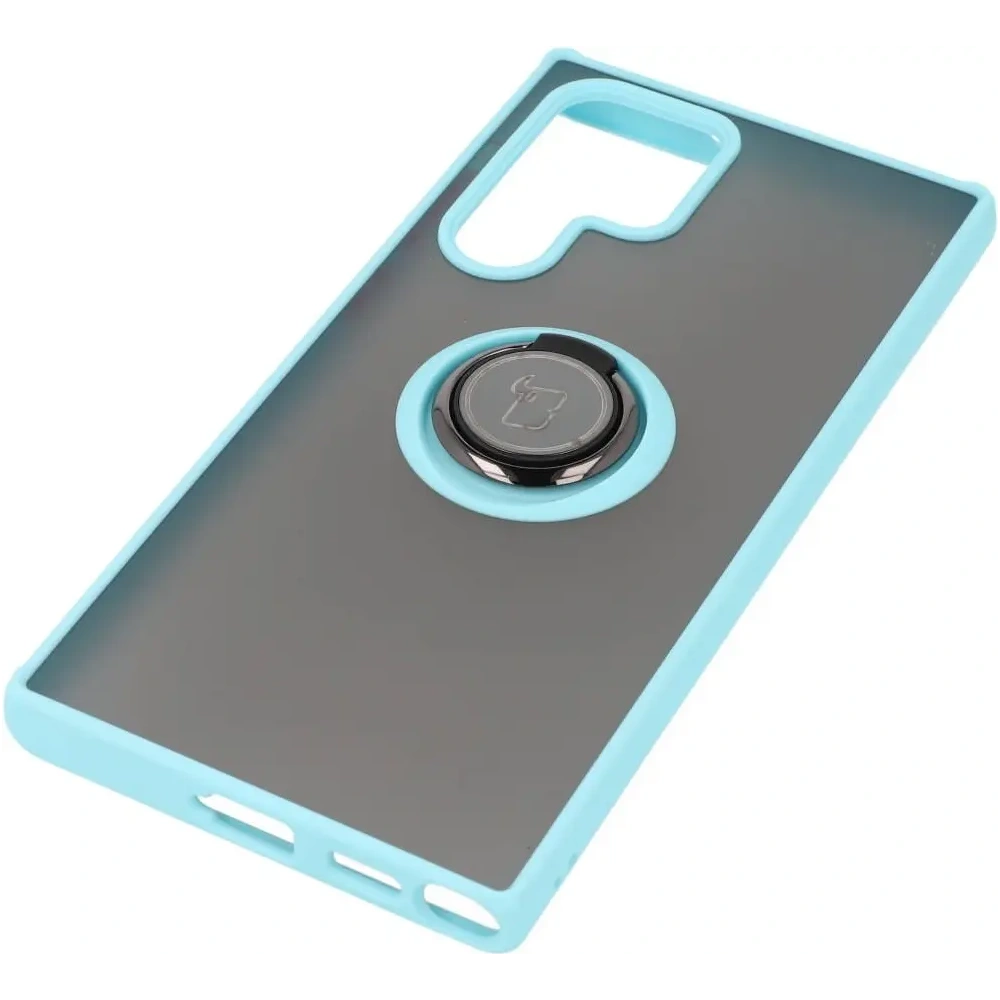 Wholesale Bizon Case Hybrid Ring Samsung Galaxy S22 Ultra smoky with a light blue frame - BIZ7816 - {ean13} - Hurt