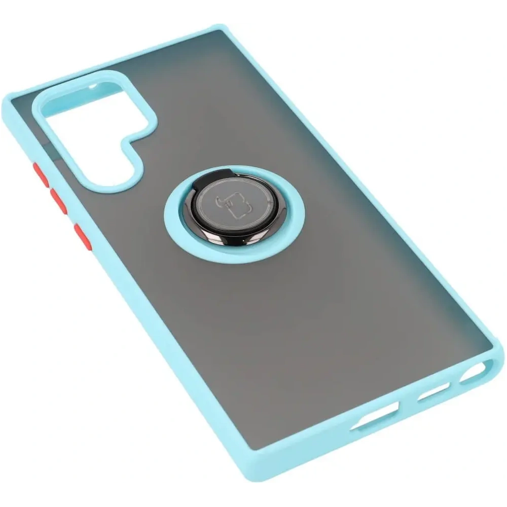 Wholesale Bizon Case Hybrid Ring Samsung Galaxy S22 Ultra smoky with a light blue frame - BIZ7816 - {ean13} - Hurt