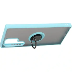 Hurtownia GSM - Etui z uchwytem na palec Bizon Case Hybrid Ring do Samsung Galaxy S22 Ultra przydymione z jasnoniebieską ramką - BIZ7816 - {ean13} - Hurt
