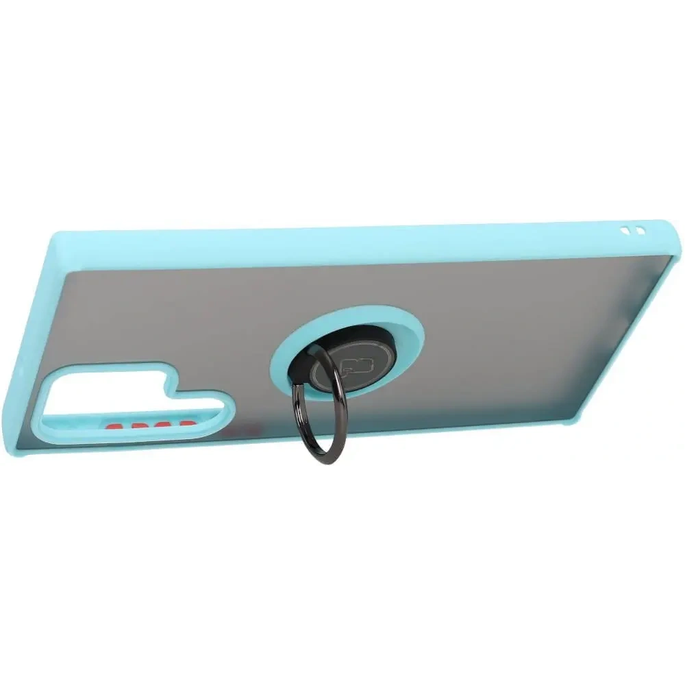 Wholesale Bizon Case Hybrid Ring Samsung Galaxy S22 Ultra smoky with a light blue frame - BIZ7816 - {ean13} - Hurt