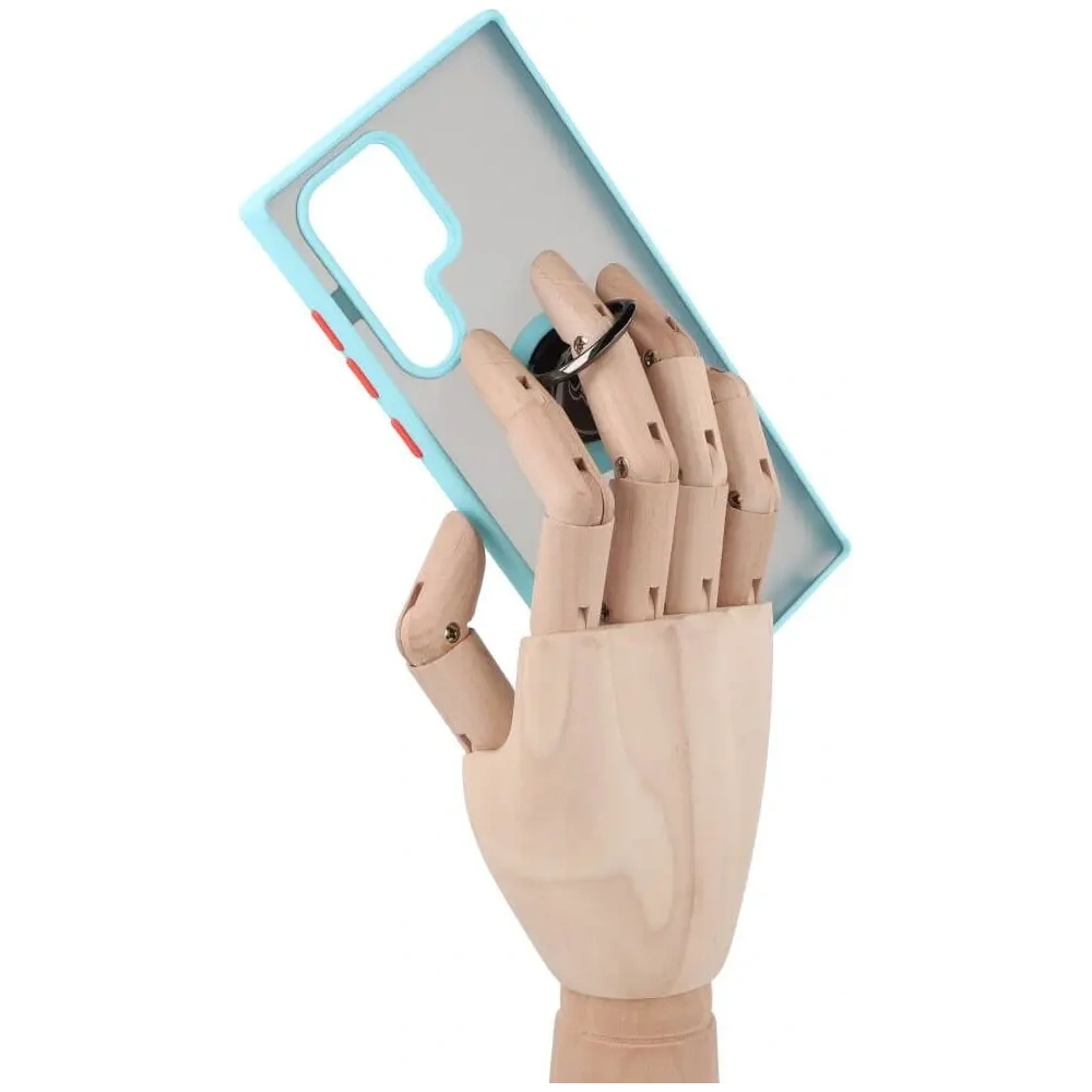 Wholesale Bizon Case Hybrid Ring Samsung Galaxy S22 Ultra smoky with a light blue frame - BIZ7816 - {ean13} - Hurt